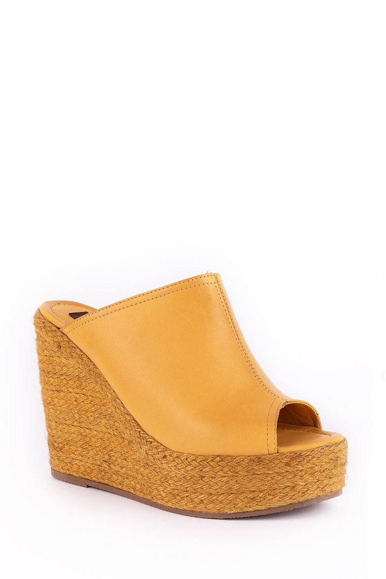 Hakiki Deri Espadril Kadın Sandalet 34-35-41-42-43-44 Numara Sarı resmi