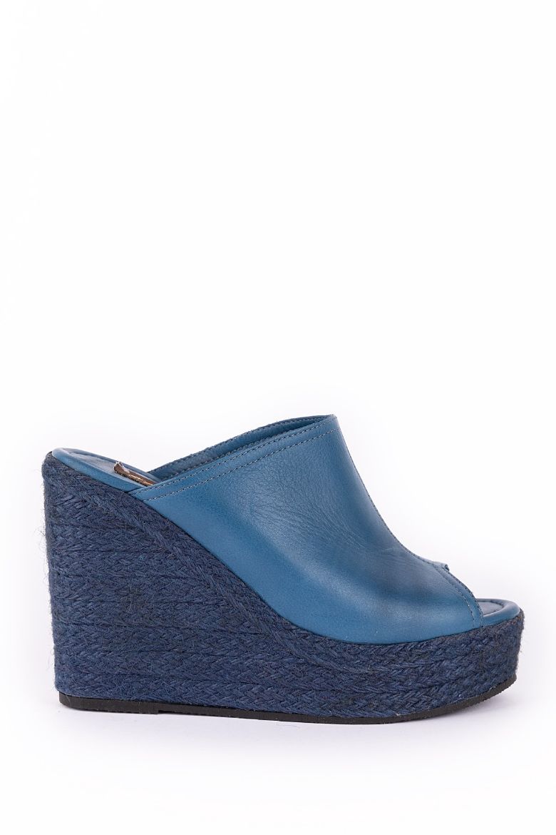 Hakiki Deri Espadril Kadın Sandalet 34-35-41-42-43-44 Numara Lacivert resmi