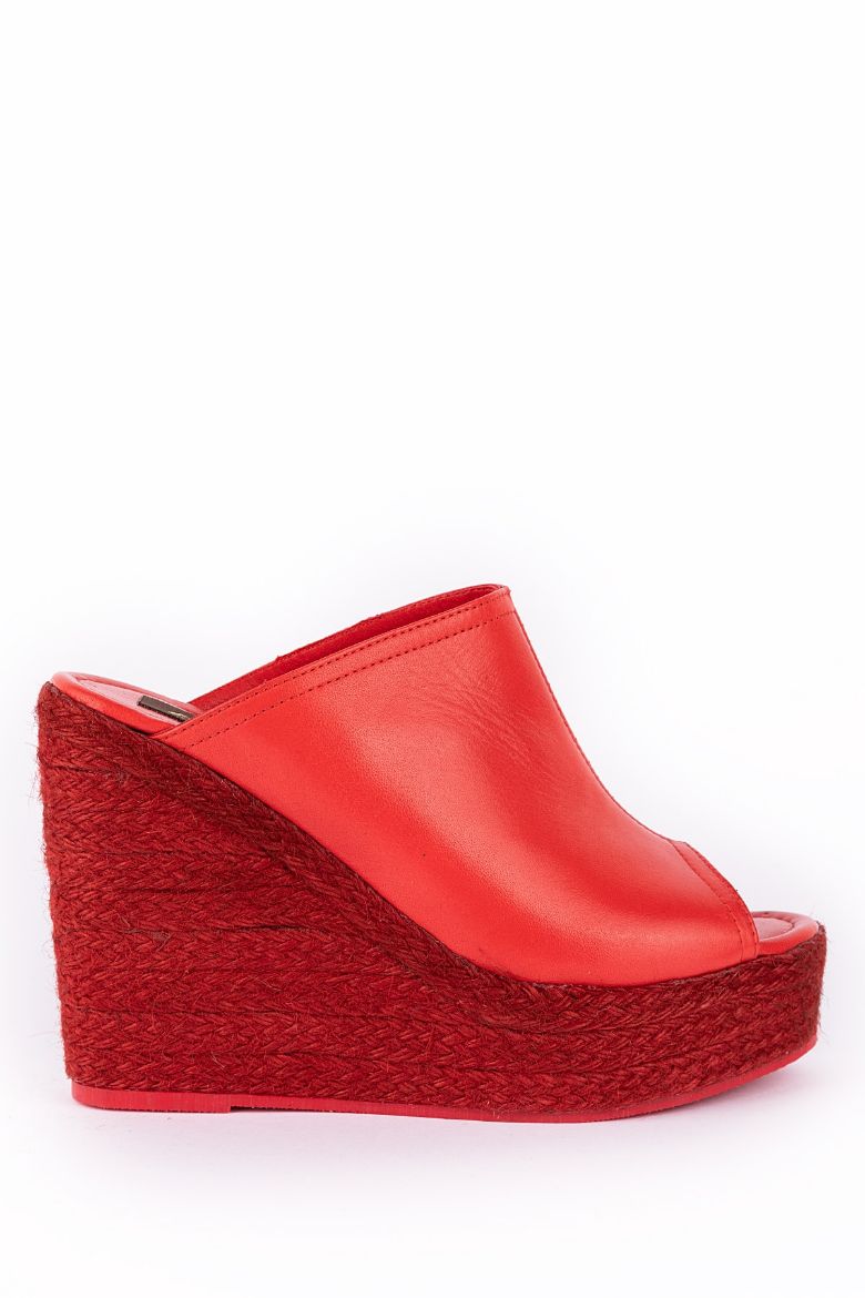 Hakiki Deri Espadril Kadın Sandalet 34-35-41-42-43-44 Numara Kırmızı resmi