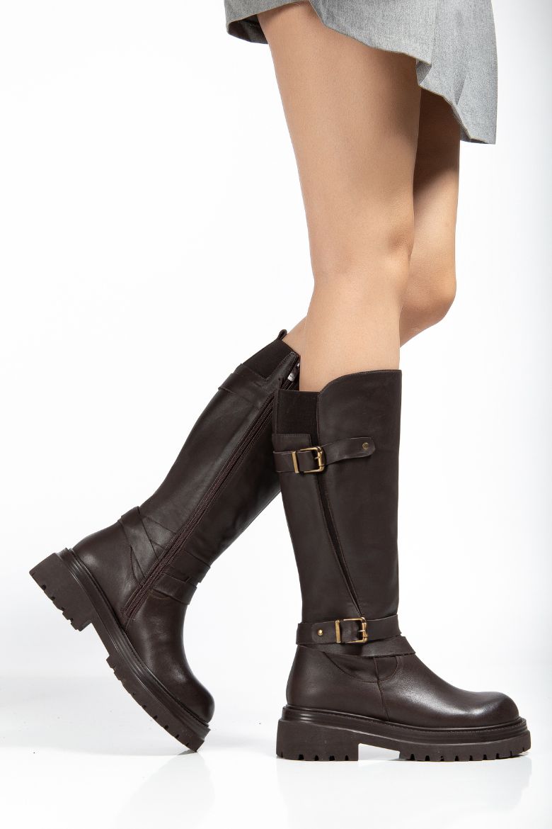 Hakiki Deri 35-36 Numaradan 41-42-43 Numaraya Kadar Kadın Kışlık Çizme Kahverengi resmi