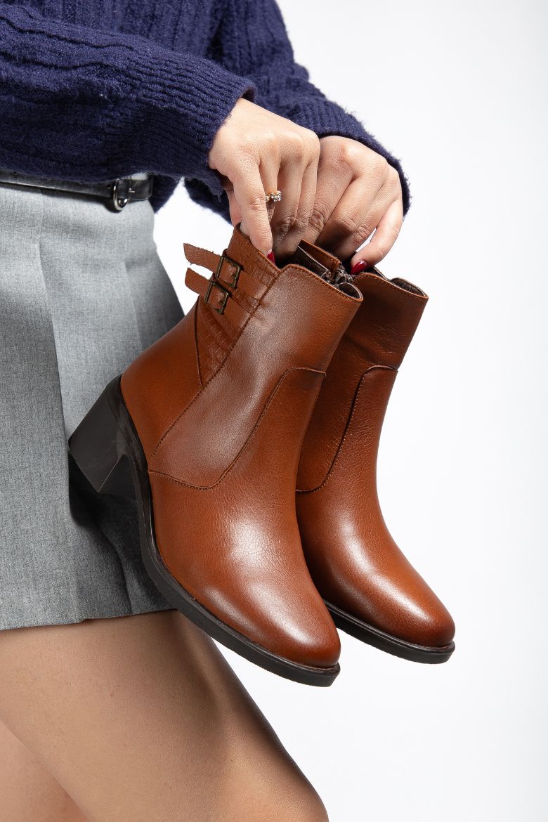 Hakiki Deri 34 Numaradan 41-42 Numaraya Kadar Kadın Kışlık Bot Taba resmi