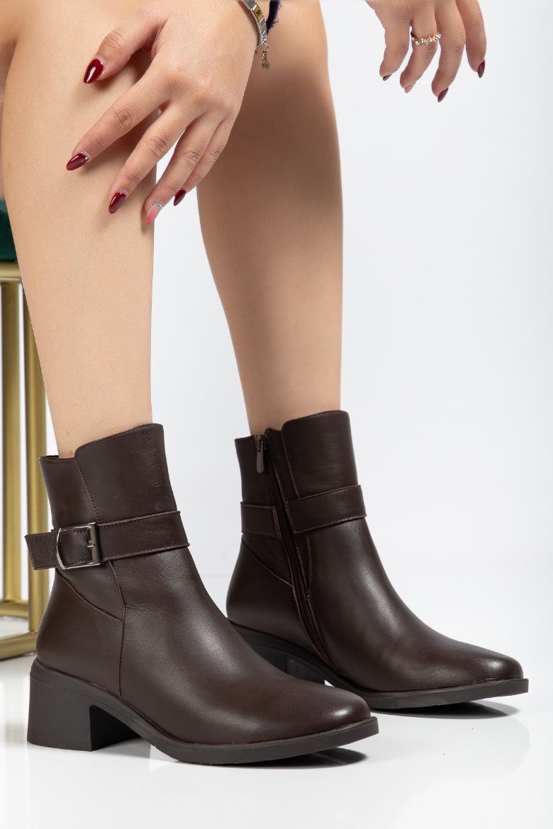 Hakiki Deri 34 Numaradan 41-42 Numaraya Kadar Kadın Kışlık Bot Kahverengi resmi