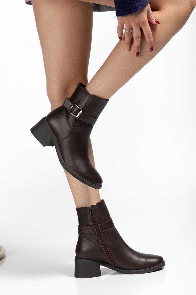 Hakiki Deri 34 Numaradan 41-42 Numaraya Kadar Kadın Kışlık Bot Kahverengi resmi