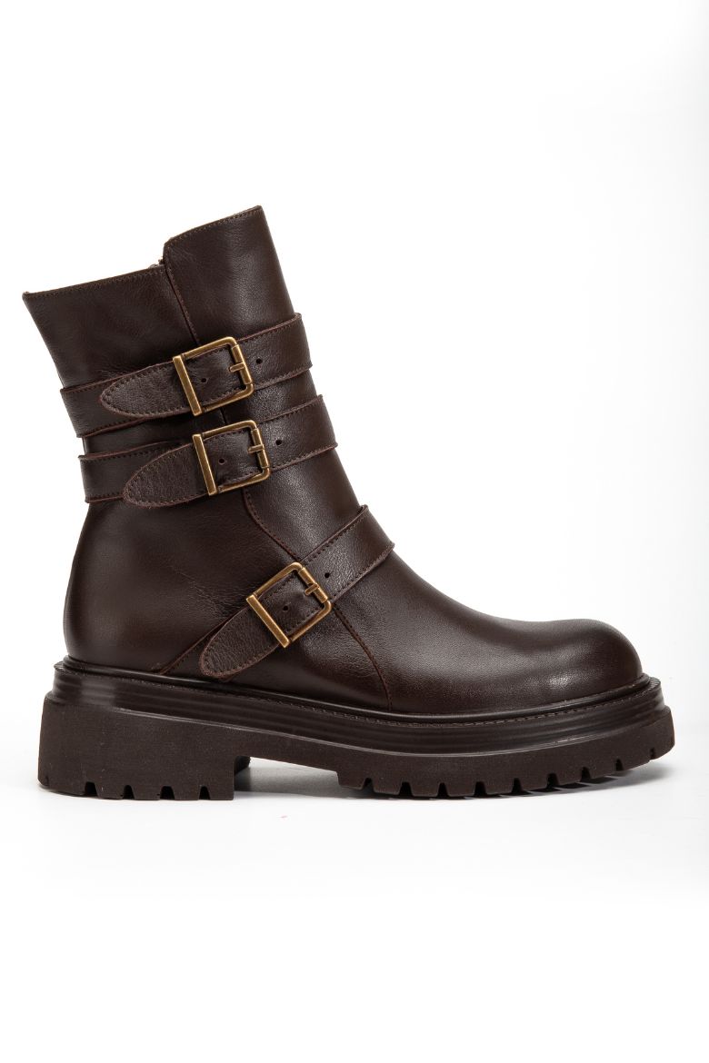 Hakiki Deri 33-34-35 Numaradan 41-42-43 Numaraya Kadar Kadın Kışlık Bot Kahverengi resmi