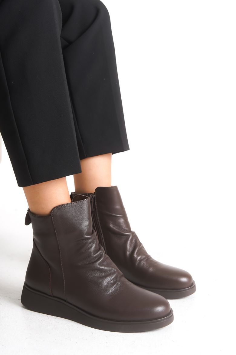 Hakiki Deri 36 Numaradan 41-42 Numaraya Kadar Kadın Kışlık Bot Kahverengi resmi