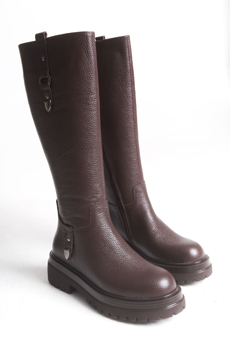 Hakiki Deri 33-34-35 Numaradan 41-42-43 Numaraya Kadar Kadın Kışlık Çizme Kahverengi resmi