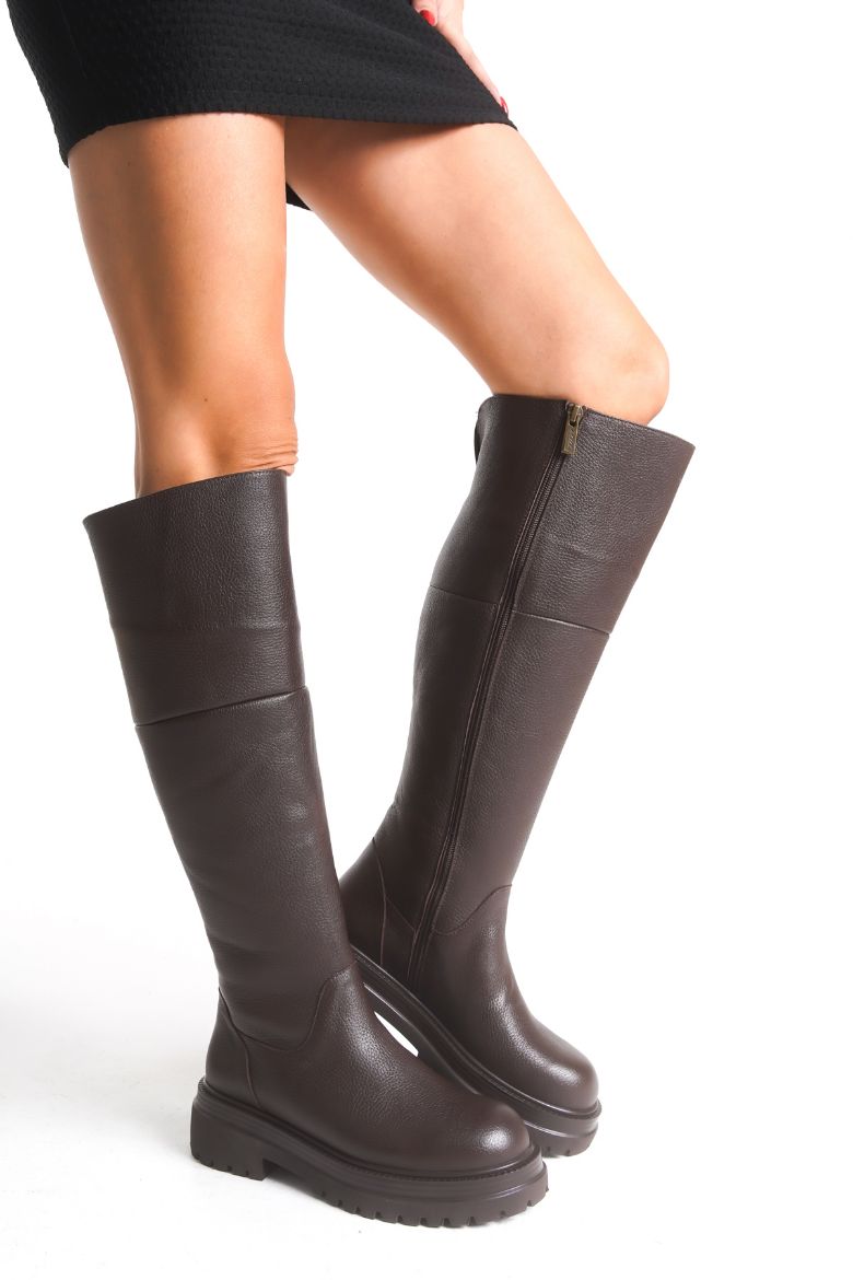 Hakiki Deri 33-34-35 Numaradan 41-42-43 Numaraya Kadar Kadın Kışlık Çizme Kahverengi resmi