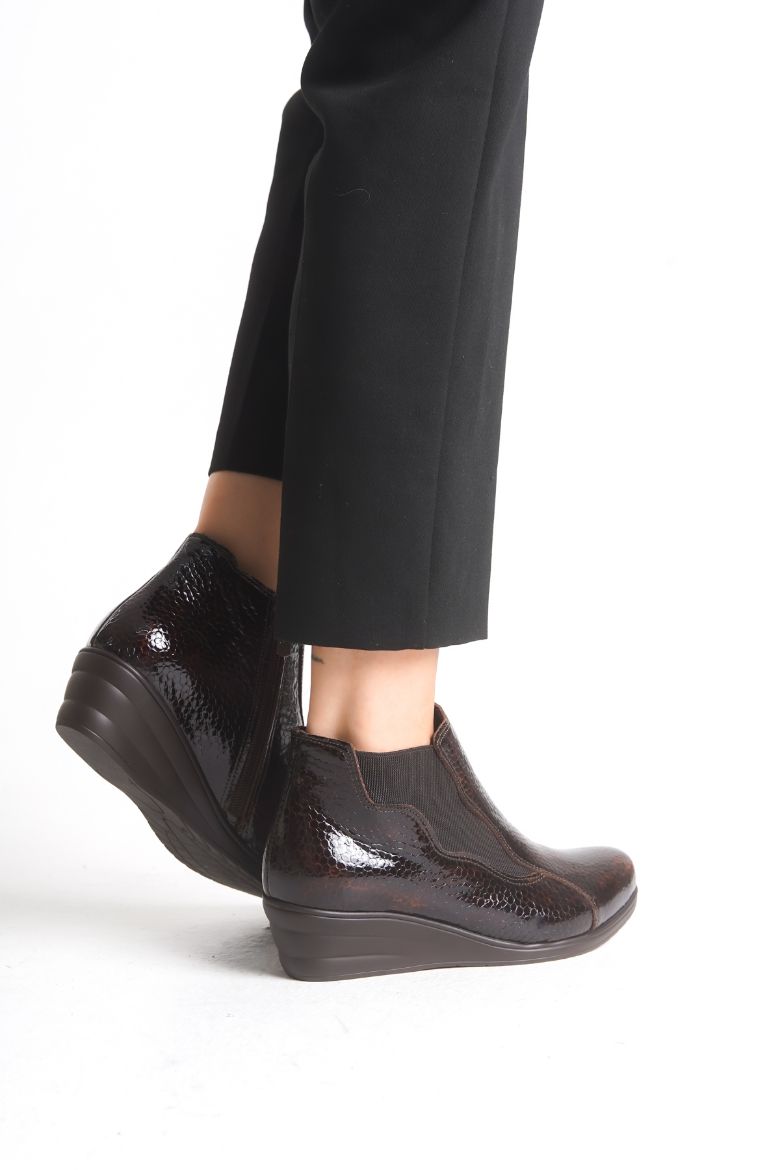 Hakiki Deri 33-34-35-36 Numaradan 41-42-43-44-45 Numaraya Kadar Comfort Kadın Bot Kahverengi resmi