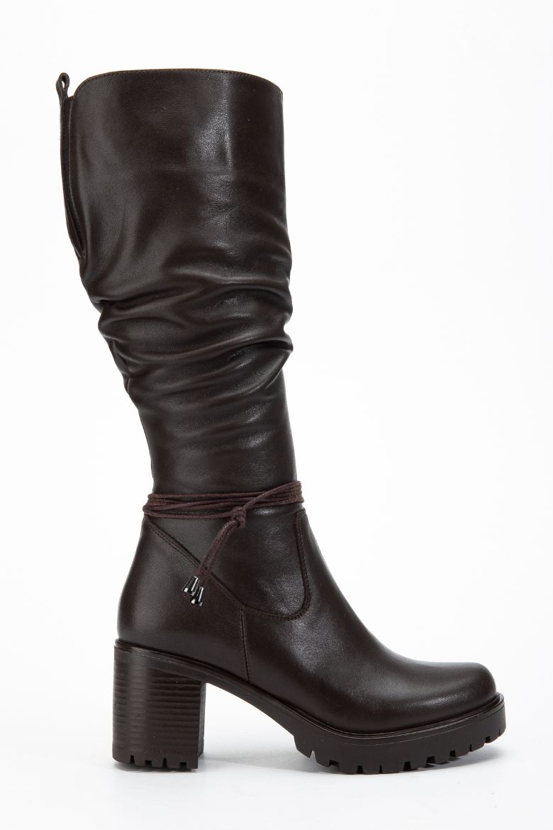 Hakiki Deri 36 Numaradan 41 Numaraya Kadar Kadın Kışlık Çizme Koyu Kahverengi resmi