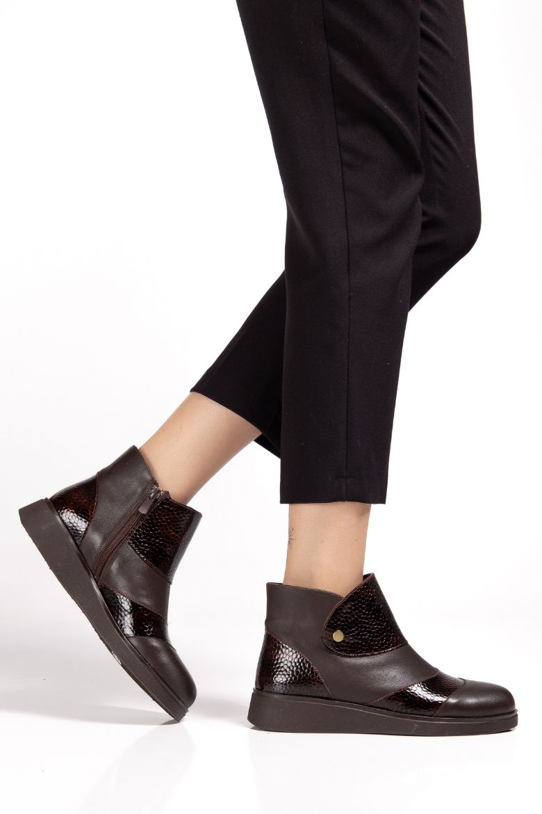 Hakiki Deri 36 Numaradan 41-42 Numaraya Kadar Kadın Kışlık Bot Koyu Kahverengi resmi