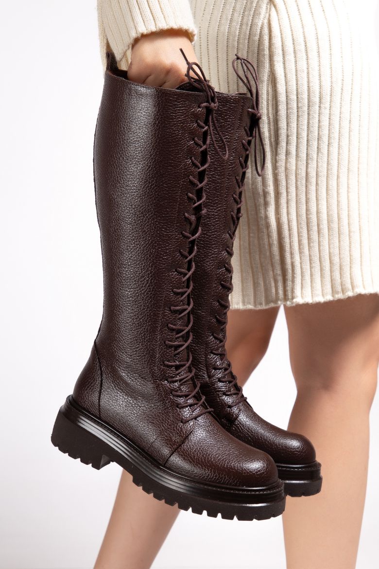 Hakiki Deri 33-34-35 Numaradan 41-42-43 Numaraya Kadar Kadın Kışlık Süet Çizme Kahverengi Deri resmi