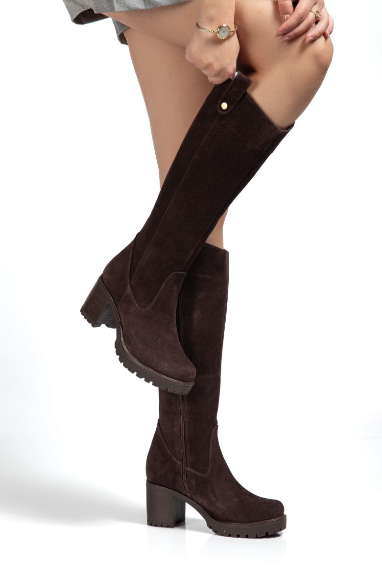 Hakiki Deri 36 Numaradan 41 Numaraya Kadar Kadın Kışlık Çizme Kahverengi resmi