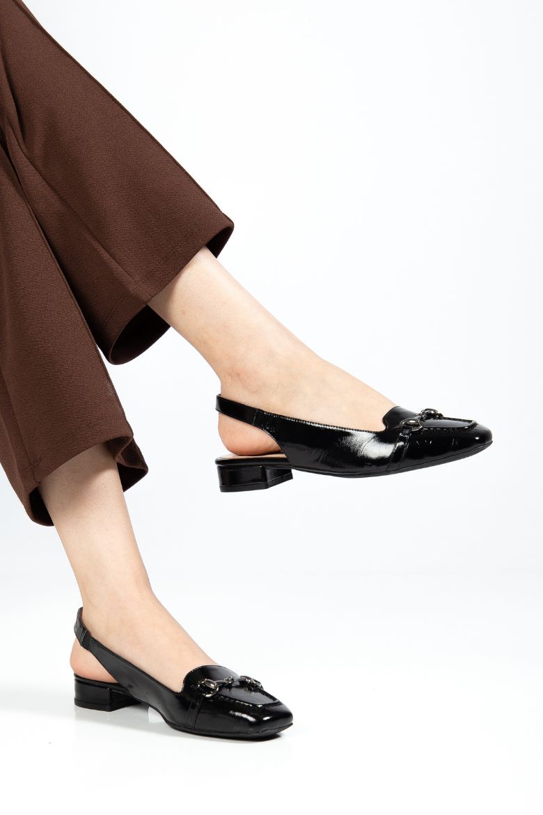 Hakiki Rugan Deri 35-36-37-38-39-40-41-42-43-44 Numara Kadın Sandalet Siyah Rugan resmi