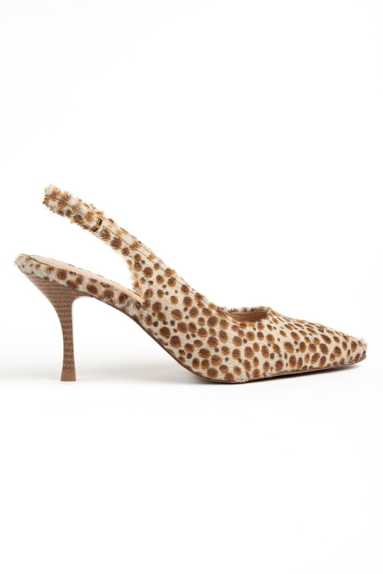 Hakiki Deri Leopar Desenli 34-35-36-37-38-39-40-41 Numara Kadın Stiletto Ayakkabı Bej Leopar Desen resmi