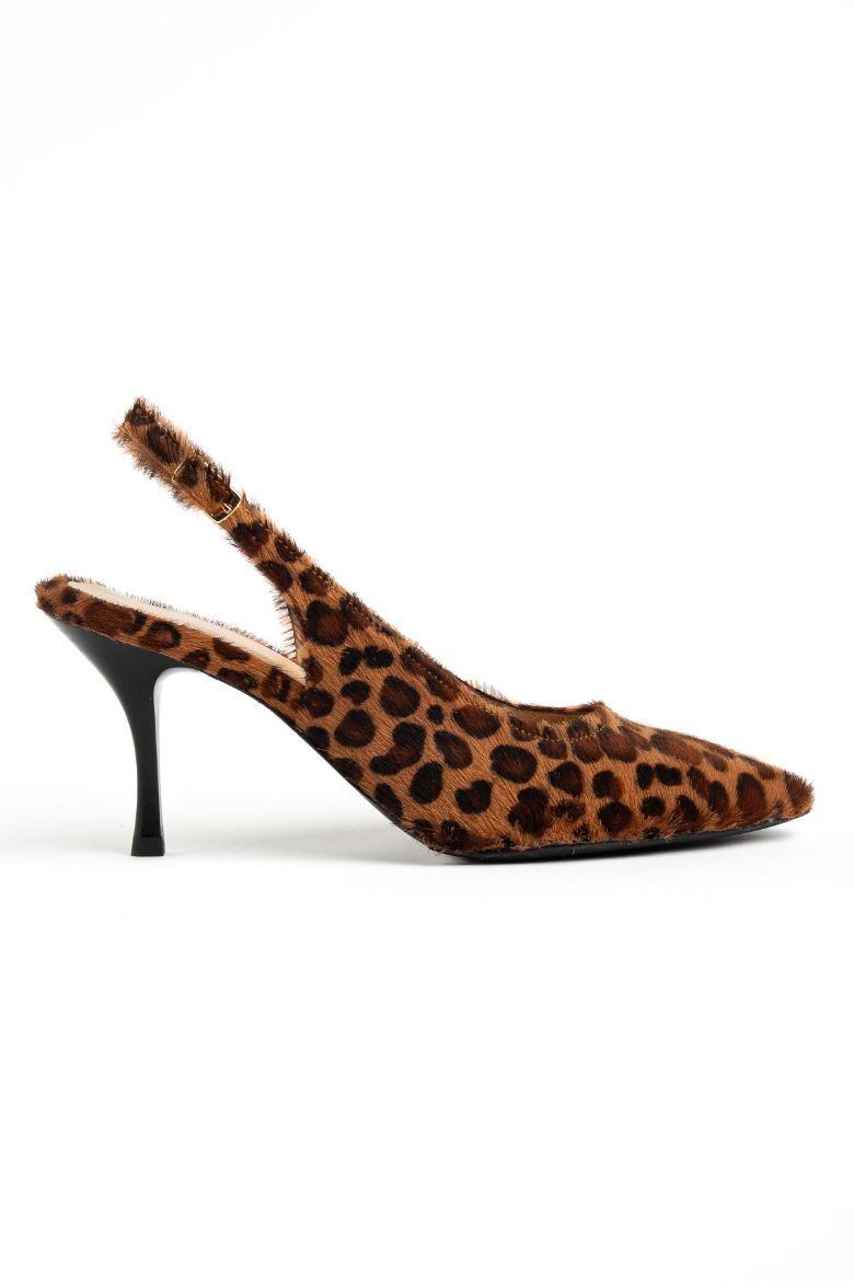 Hakiki Deri Leopar Desenli 34-35-36-37-38-39-40-41 Numara Kadın Stiletto Ayakkabı Kahverengi Leopar Desen resmi