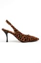 Hakiki Deri Leopar Desenli 34-35-36-37-38-39-40-41 Numara Kadın Stiletto Ayakkabı Kahverengi Leopar Desen