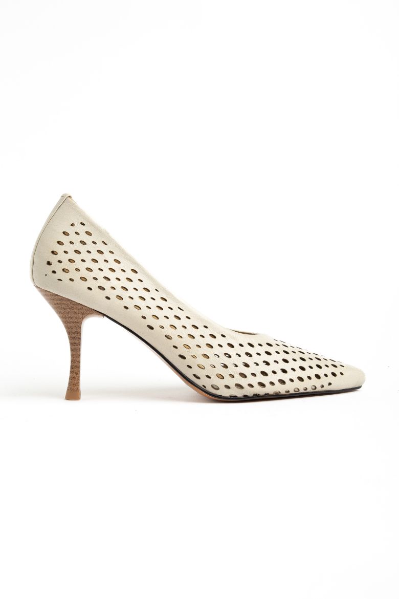 Hakiki Deri 34-35-36-37-38-39-40-41 Numara Kadın Stiletto Ayakkabı Bej resmi