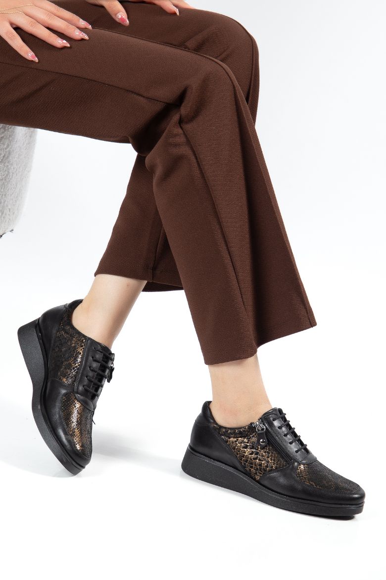 Hakiki Deri 36-37-38-39-40-41-42 Numara Fermuarlı Kadın Ayakkabı Siyah resmi