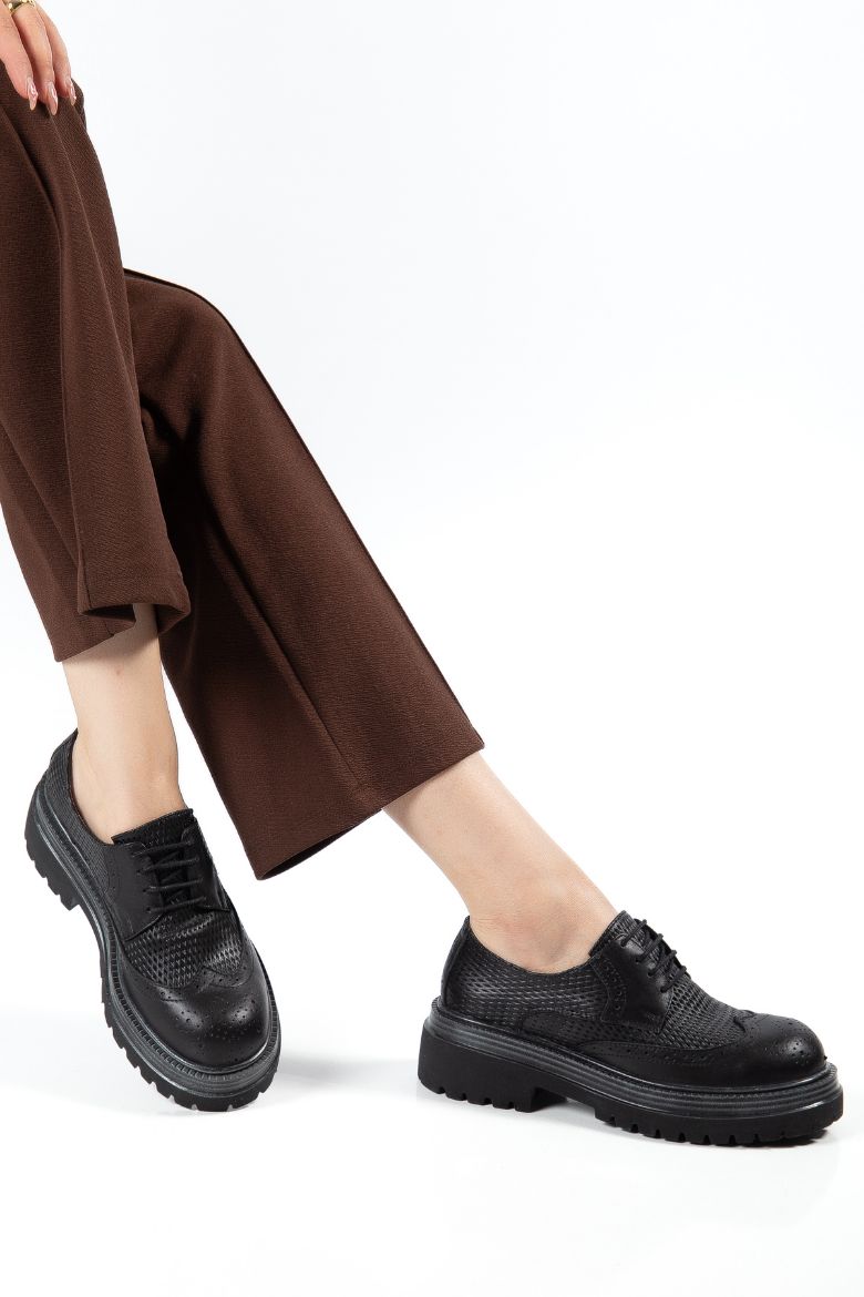 Hakiki Deri 33-34-35-36-37-38-39-40-41-42-43 Numara Kadın Ayakkabı Siyah resmi