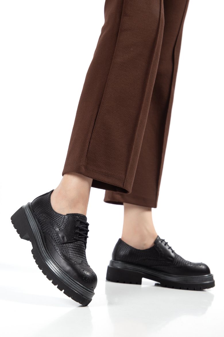 Hakiki Deri 33-34-35-36-37-38-39-40-41-42-43 Numara Kadın Ayakkabı Siyah resmi