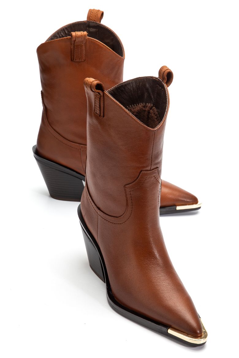 Hakiki Deri 36 Numaradan 41 Numaraya Kadar Kadın Kovboy/Western Uzun Bot Taba resmi