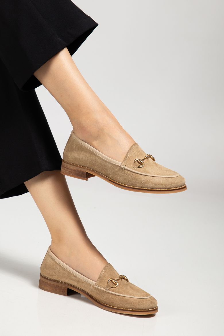 Hakiki Deri 33-34-35-36 Numaradan 41-42-43-44-45 Numaraya Kadar Kadın Ayakkabı Bej Süet resmi