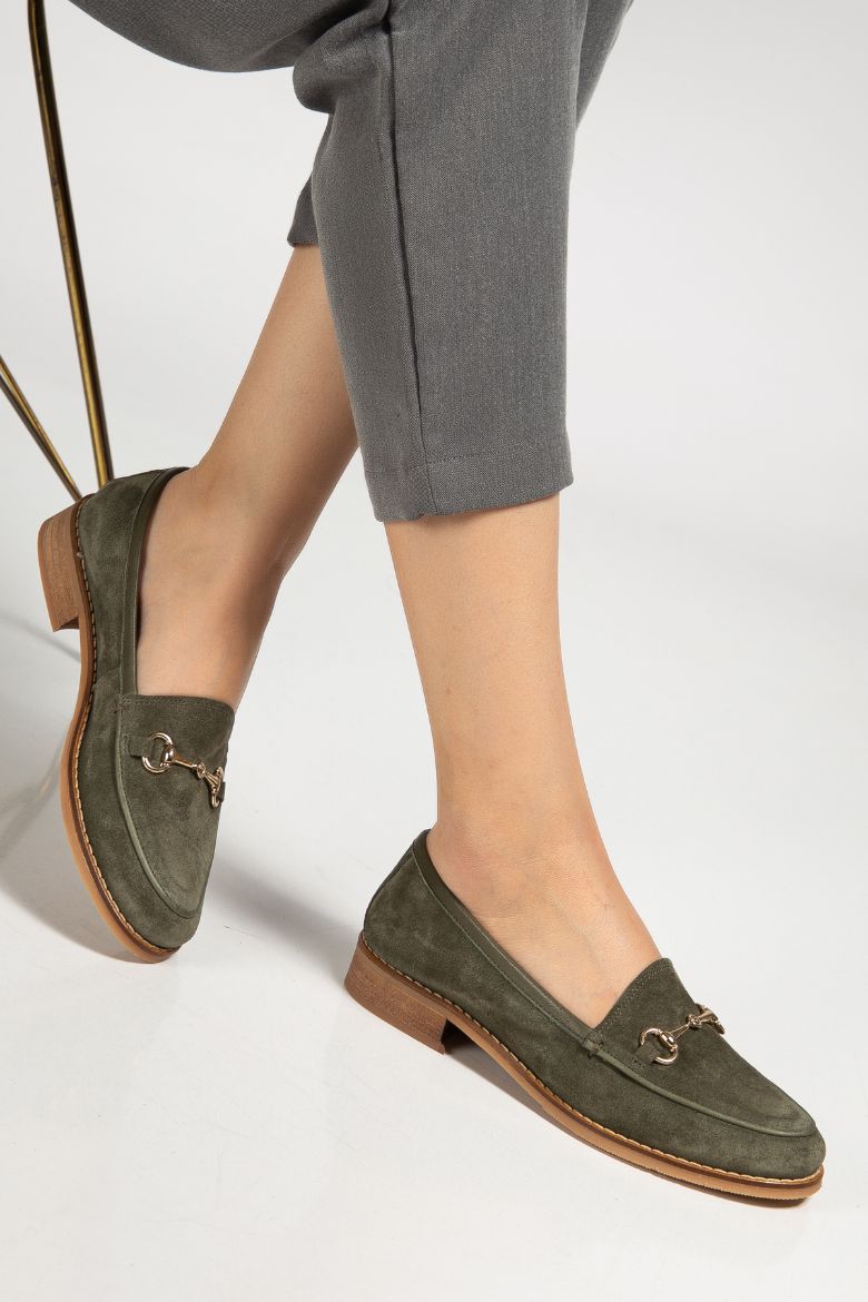 Hakiki Deri 33-34-35-36 Numaradan 41-42-43-44-45 Numaraya Kadar Kadın Ayakkabı Yeşil Süet resmi