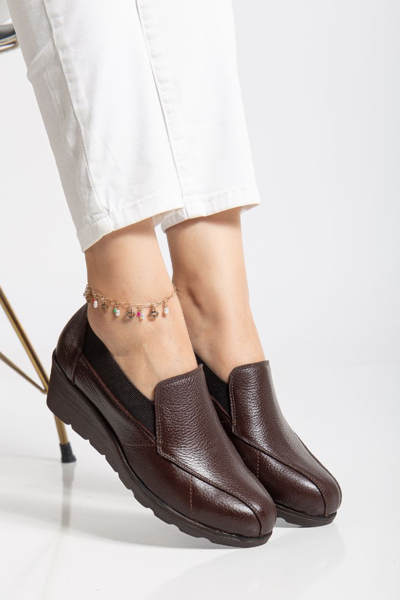 Hakiki Deri 36 Numaradan 41-42 Numaraya Kadar Comfort Kadın Ayakkabı Kahverengi resmi