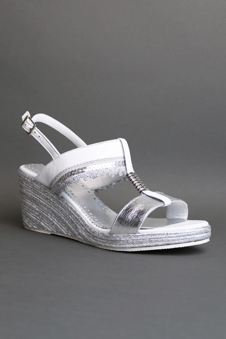 Hakiki Deri Topuklu Gelinlik 33-34-35-41-42-43-44 -45 Numara Sandalet beyaz multi resmi