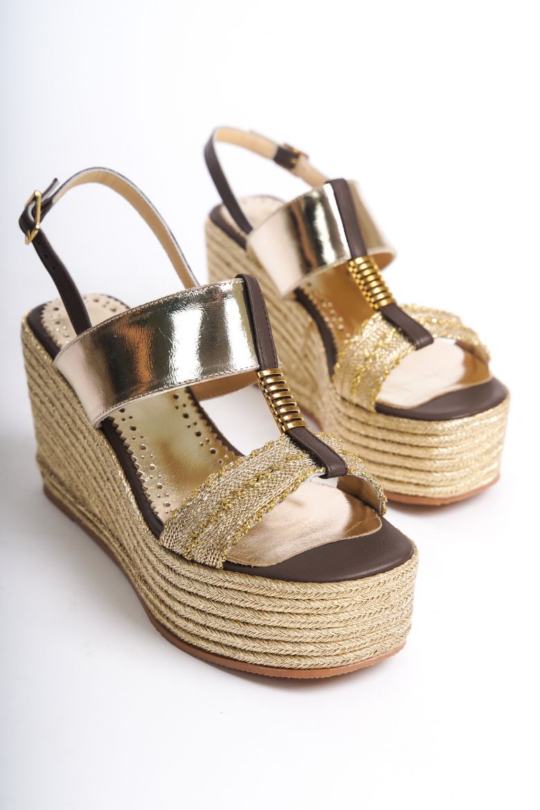 Hakiki Deri Topuklu Gelinlik 33-34-35-41-42-43-44 -45 Numara Sandalet kahve multi resmi