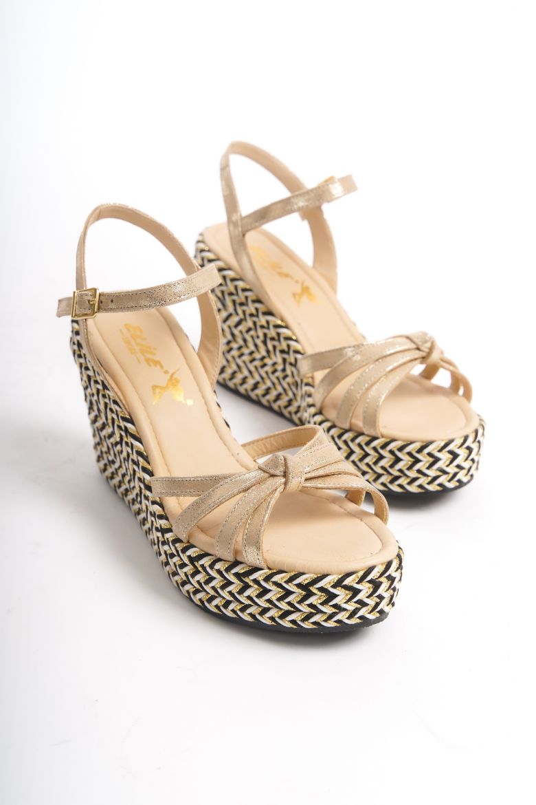 Hakiki Deri  Kadın  Sandalet 33-34-35-41-42-43-44-45 altın resmi