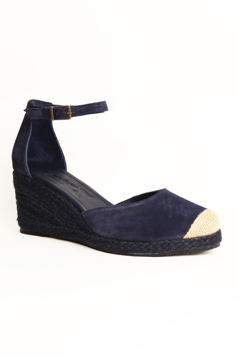 Hakiki Deri Topuklu Kadın Sandalet 34-35-41-42-43-44 Numara koyu lacivert süet resmi