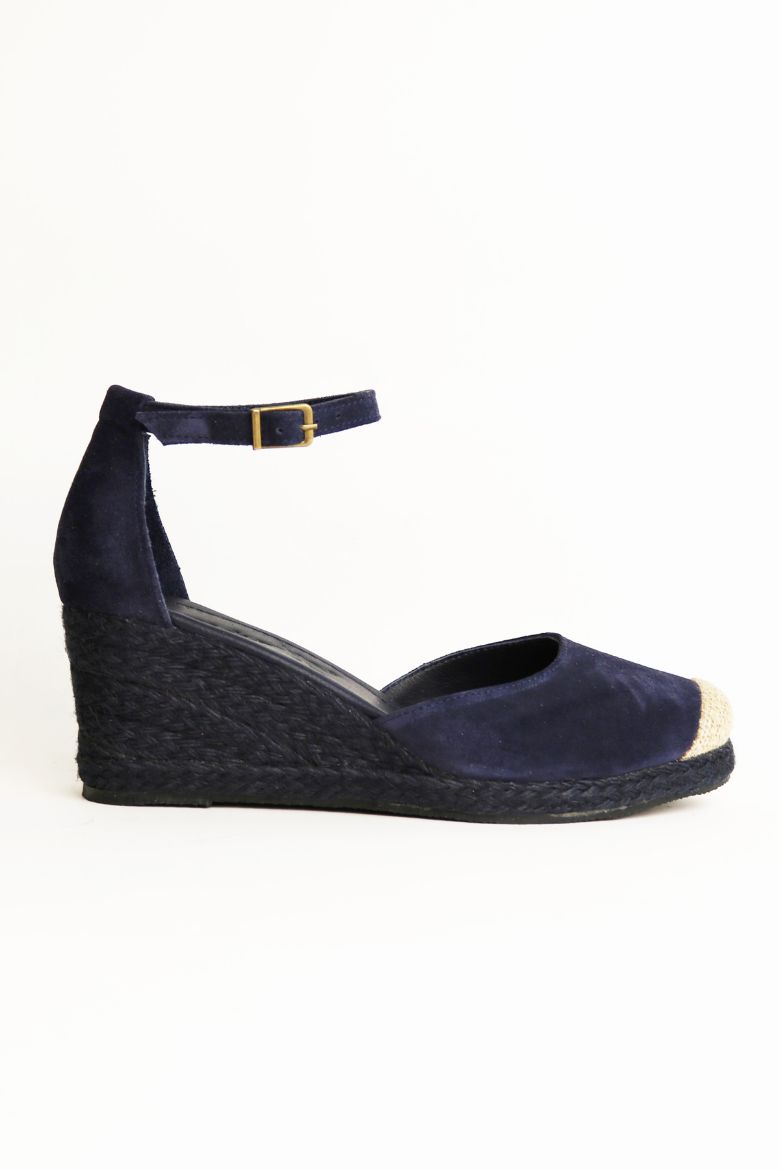 Hakiki Deri Topuklu Kadın Sandalet 34-35-41-42-43-44 Numara koyu lacivert süet resmi