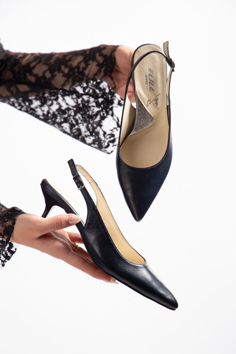 Hakiki Deri Stiletto 35-36-37-38-39-40-41-42-43 Numara Kadın Ayakkabı Siyah Cilt resmi