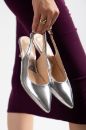Hakiki Deri Stiletto 35-36-37-38-39-40-41-42-43 Numara Kadın Ayakkabı Gümüş