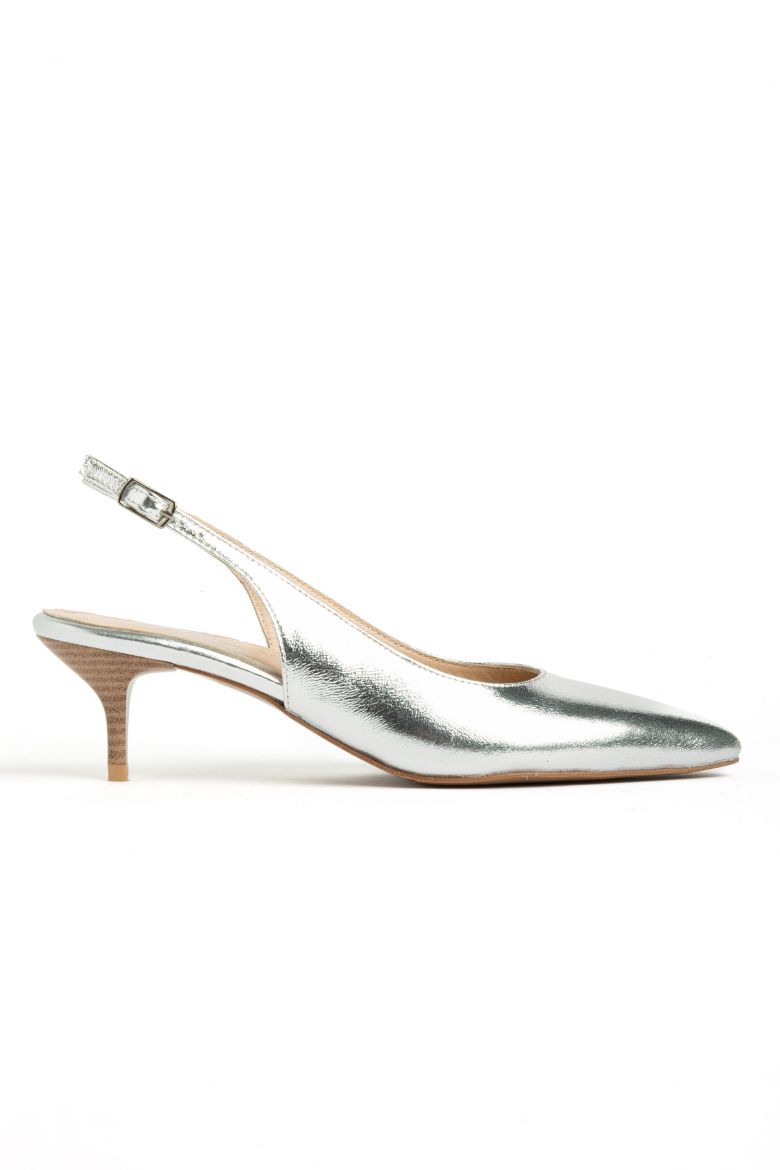 Hakiki Deri Stiletto 35-36-37-38-39-40-41-42-43 Numara Kadın Ayakkabı Gümüş resmi