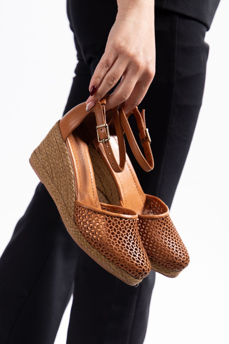 Hakiki Deri Espadril 33-34- 42-43-44-45 Numara Kadın Sandalet taba resmi