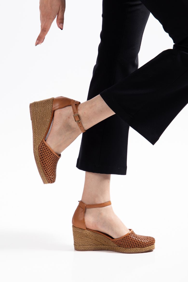 Hakiki Deri Espadril 33-34- 42-43-44-45 Numara Kadın Sandalet taba resmi