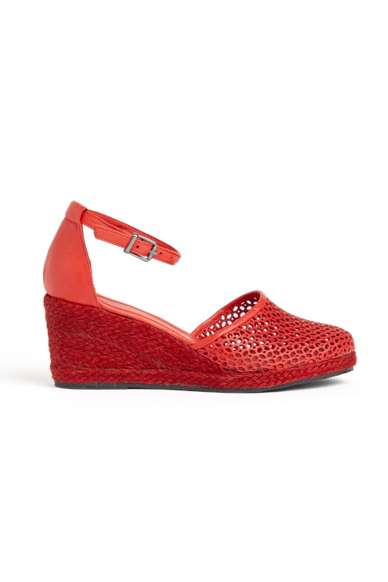 Hakiki Deri Espadril 33-34- 42-43-44-45 Numara Kadın Sandalet Kırmızı resmi
