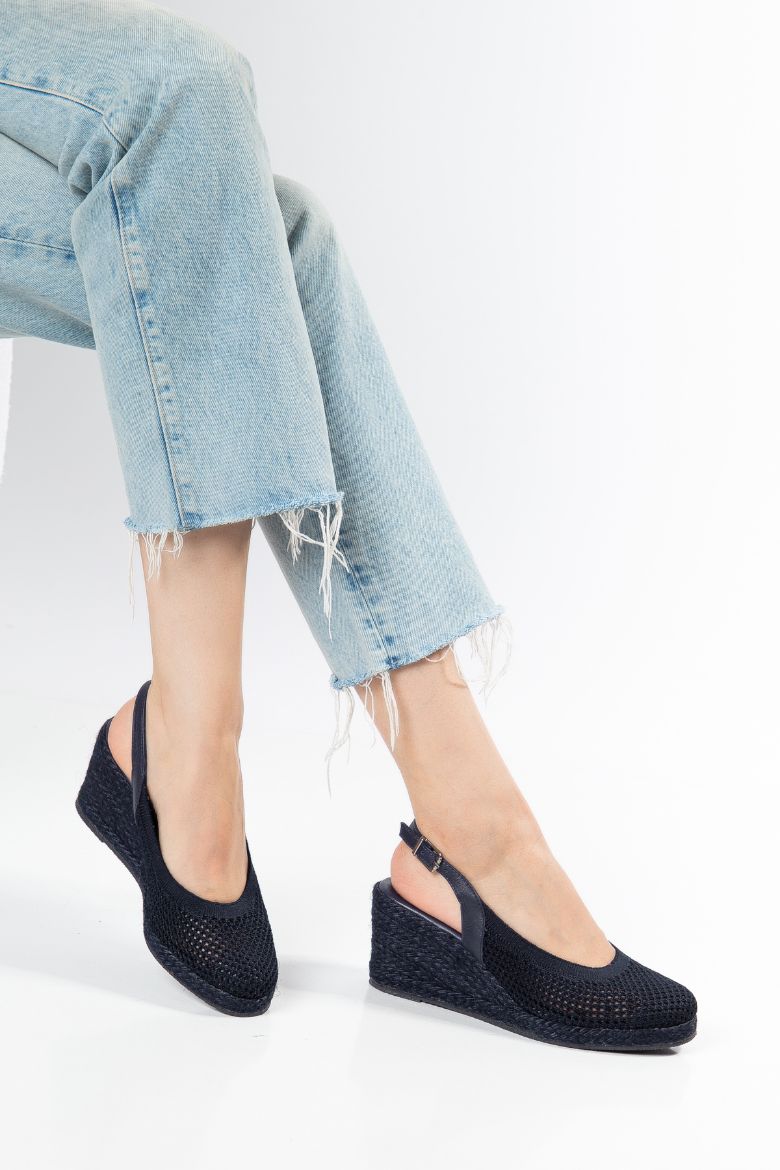 Triko Espadril 33-34 'ten 42-43-44-45 'e Kadar Kadın Sandalet Lacivert resmi