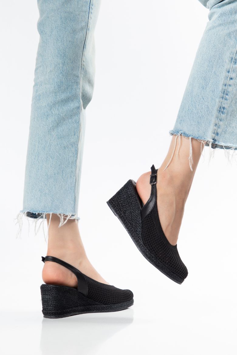 Triko Espadril 33-34 'ten 42-43-44-45 'e Kadar Kadın Sandalet Siyah resmi